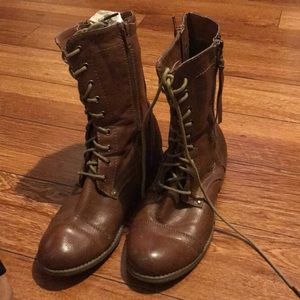 Brown combat boots